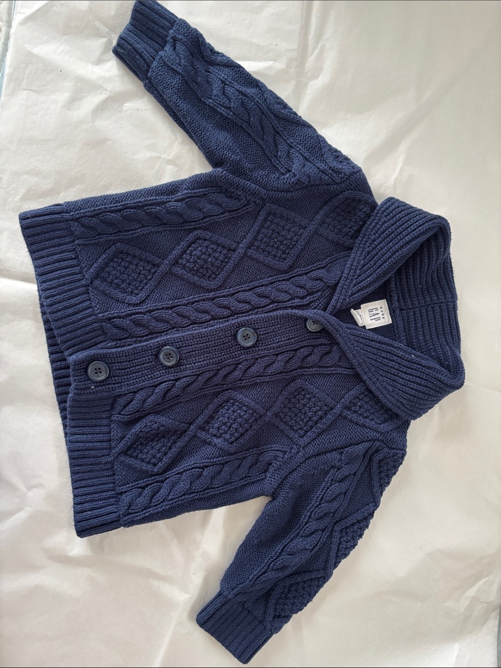 GAP Navy Cable Knit Button Shawl Cardigan